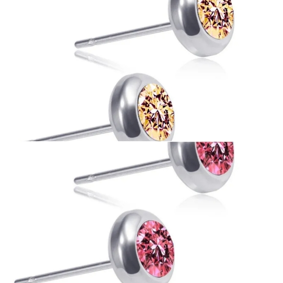 Stainless Steel CZ Stud Earrings for Men & Woman - Picture 2 of 8